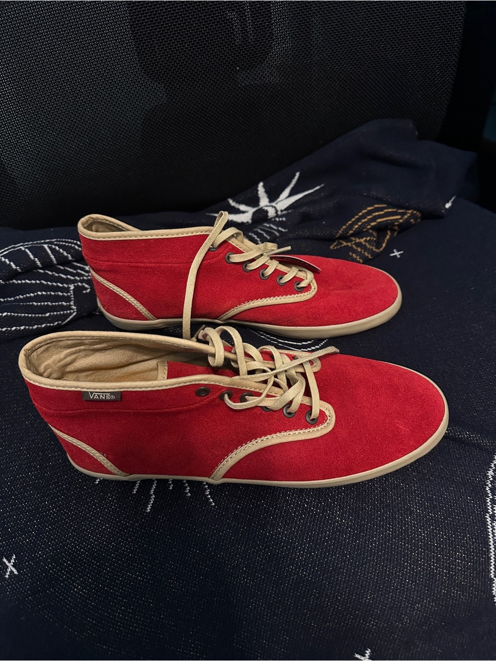 Vans Red Suede Mid-Top Sneakers